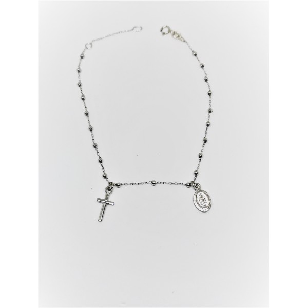 Bracciale rosario oro bianco